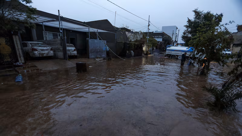 Aerial view of flood extent in affected areas